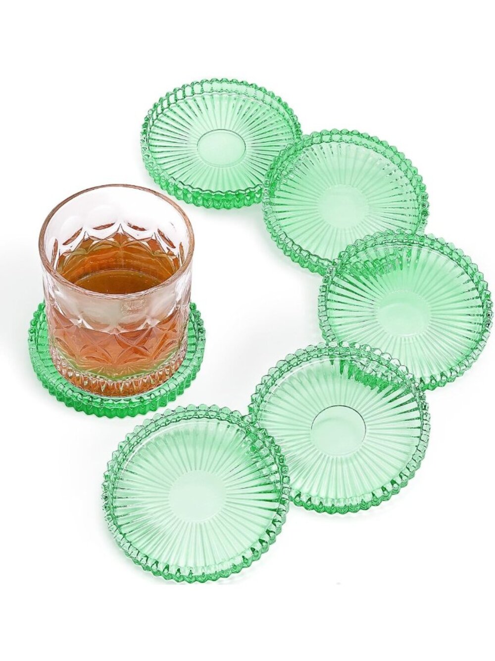 Set of 6 Modern Clear Glass Coasters - Stylish Table Mats for Drinks & Home
